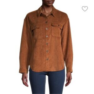 Corduroy Brown Camel Button Up Shirt Jacket Saks off 5th Ave Velvet Hearts